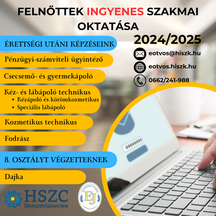 Felnőttek szakmai oktatása és képzése a 2024/2025-ös tanévben