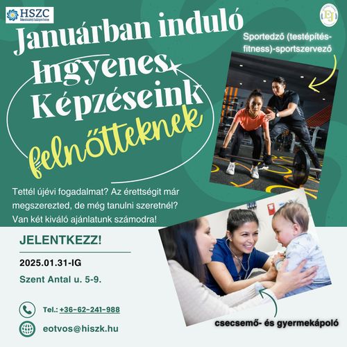 Januárban induló ingyenes képzéseink felnőtteknek